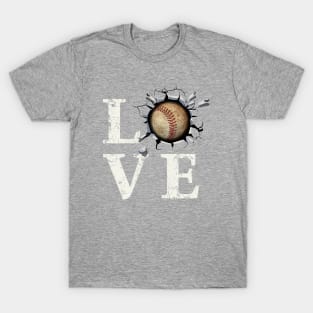 I Love Baseball LOVE Breakout Ball T-Shirt